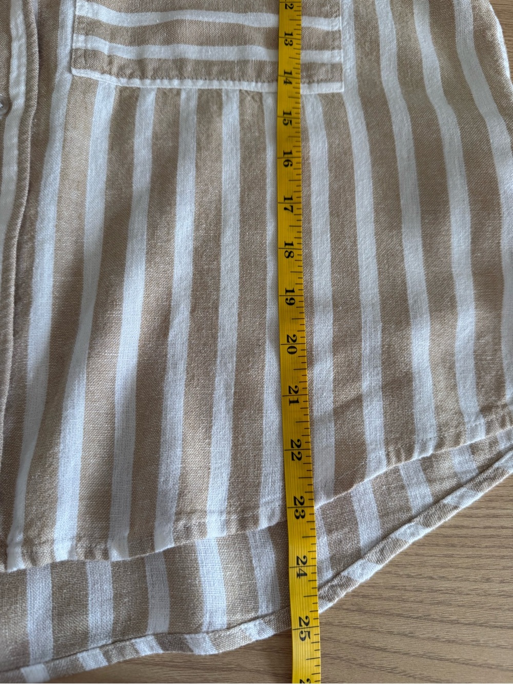 Universal Thread Linen Blend Tan White Striped Button Down Shirt Size M - Picture 4 of 7